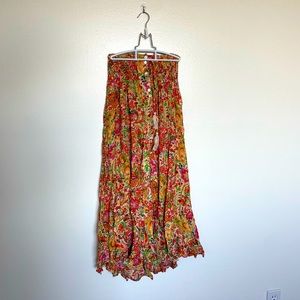 floral button maxi skirt